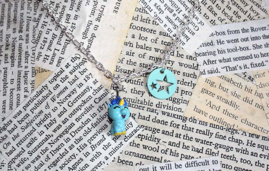 Turquoise Unicorn Star Silver Necklace