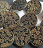 7 8" 22.4mm 36L Antique Silver FLORAL Buttons x 7 (LAST  7 EVER) - Image 1