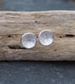 Studs, Sterling Silver Round Disc Stud Earrings, Abstract Texture.  - Image 2