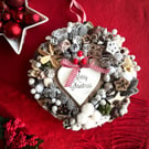 Woodland rustic Christmas wreath Scandinavian winter dried foraged wall hanging 