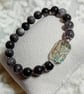 Obsidian Silver Sheen and Glass Bracelet