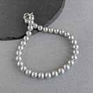 Chunky Silver Pearl Necklace - Single Strand Light Grey Pearls - Jewellery Gifts