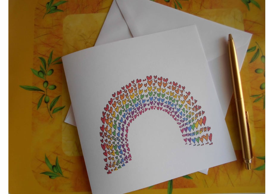 Personalised Rainbow Hearts Greetings Card