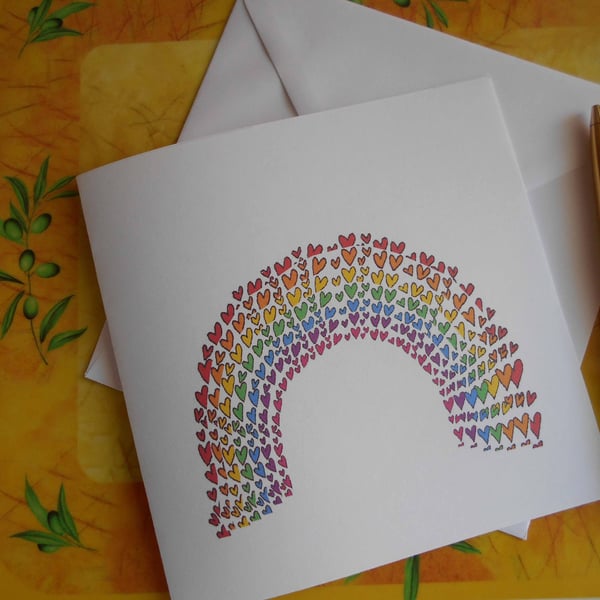 Personalised Rainbow Hearts Greetings Card