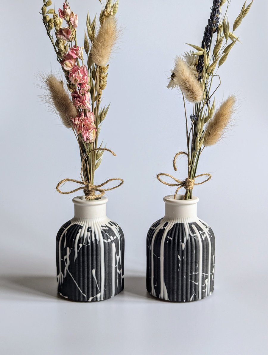 Black Bud Vase with White Drip