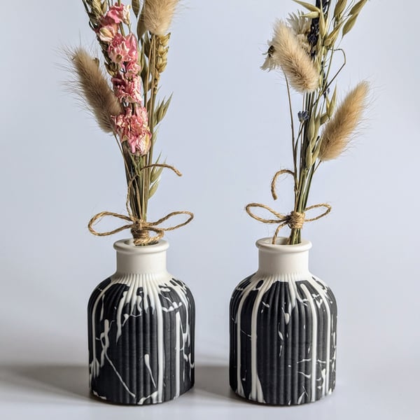 Black Bud Vase with White Drip