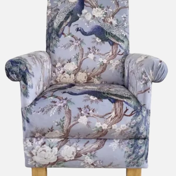 Adult Armchair in Laura Ashley Belvedere Pale Iris Velvet Fabric Lilac Chair New