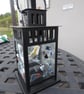 Small Fused Glass Random Blob Lantern.  Black Metal Frame - Image 4