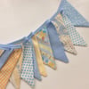 Bunting yellow and blues, 11 small flags great for decoration a camper van, bike