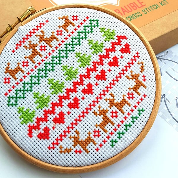 Christmas Fair Isle Cross Stitch Kit