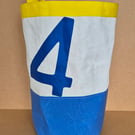 Upcycled Sailcloth Laundry Basket - Handmade Storage Bucket - Coastal Home Decor