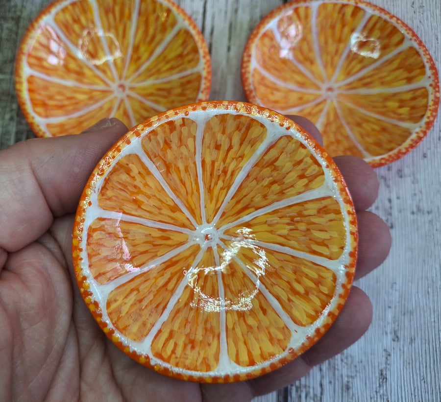 Orange half mini trinket dish, small
