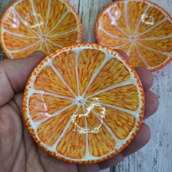 Orange half mini trinket dish, small