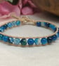 Blue agate and tan leather with Om button fastener  - Image 8