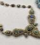 Labradorite Beaded Cocktail Statement Bib Style Necklace Art Nouveau  - Image 7