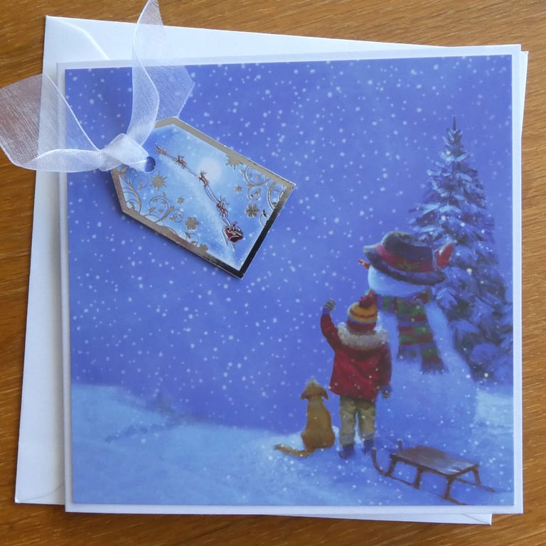 Christmas Card - Child and Snowman
