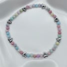 Dainty Pastel Love Heart Bracelet,Valentine, Love Token
