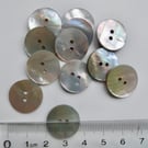 12 round shell mother of pearl buttons 18mm 2 hole