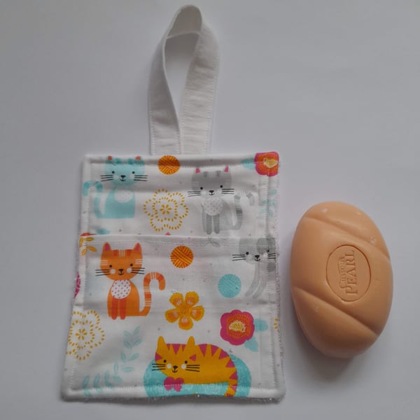 Cat Design Fabric Soap holder, Soap Saver