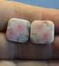 Floral Square Stud Earrings - Image 2