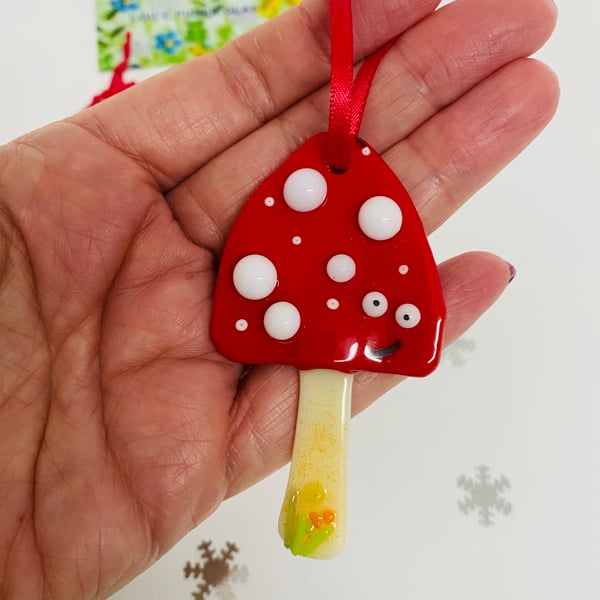 Cute and smiley mushroom Christmas decoration