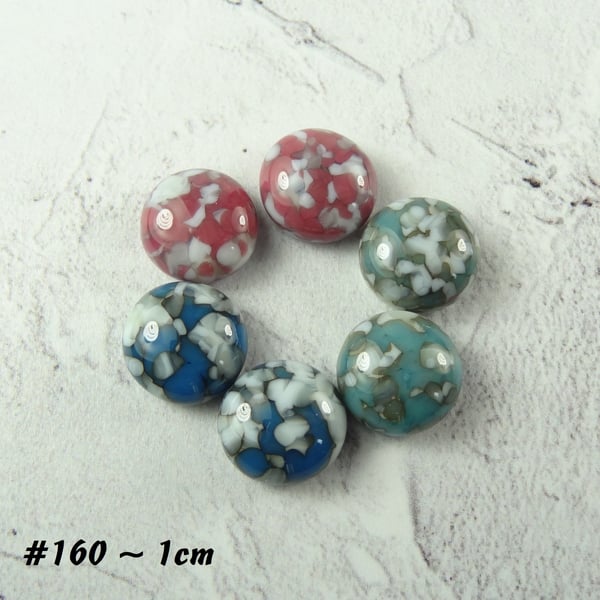 3 pairs of art glass 1cm cabochons for jewellery making, crafting (160)