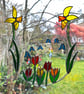 Stained Glass Spring Garden Suncatcher