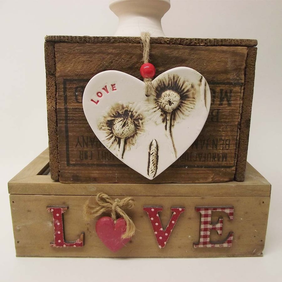 Ceramic LOVE heart decoration Pottery Valentines