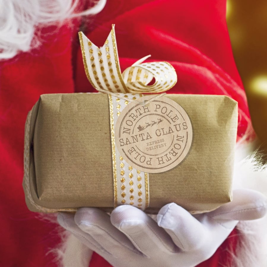 Santa Express Wooden Christmas Gift Tag Personalised Name Winter Label