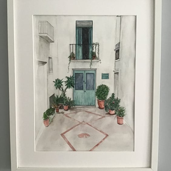 Spanish Courtyard - Original Watercolour Painting