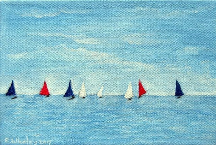 Original Sailing Boats Art Acrylic Painting