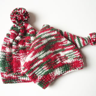Twins' Christmas hats - Kids' photo shoots - Festive knitwear - Gift set