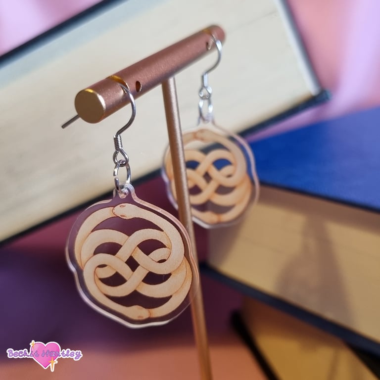 Ouroboros Acrylic Earrings - Hook Earrings - Illustrated Accessories, Jewellery
