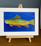Brook trout in deep blue water. Original painting in acrylics  - Image 5