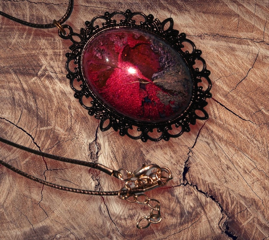 Gothic style oval pendant necklace