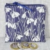 Small purse, coin purse, Liberty fabric, snowdrops.