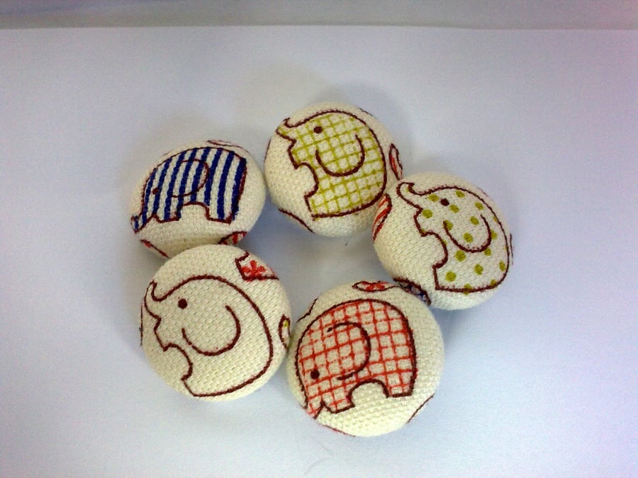 Kokka Elephant Fabric Covered Buttons