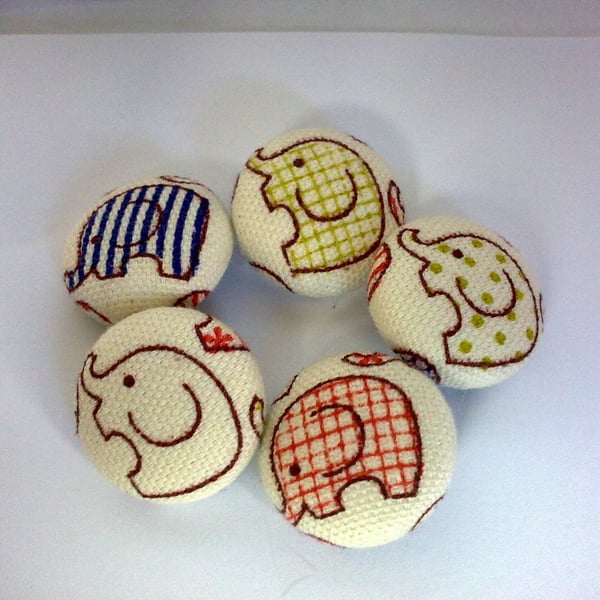 Kokka Elephant Fabric Covered Buttons