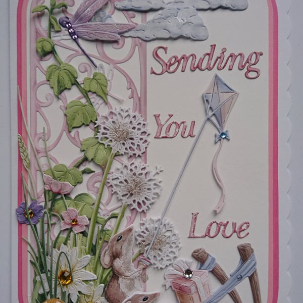 Valentine's Birthday Card Sending You Love Mice Any Occasion 3D Luxury Handmade