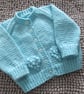 16" Turquoise Baby Round Neck Hearts Cardigan