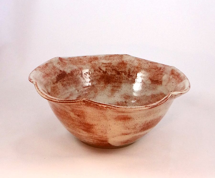 Ceramic bowl with scalloped rim - handmade pottery