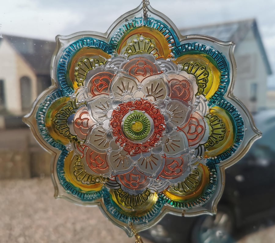 Mandala Suncatcher, Window Deoration, Gift for her, Housewarming, Anniversary