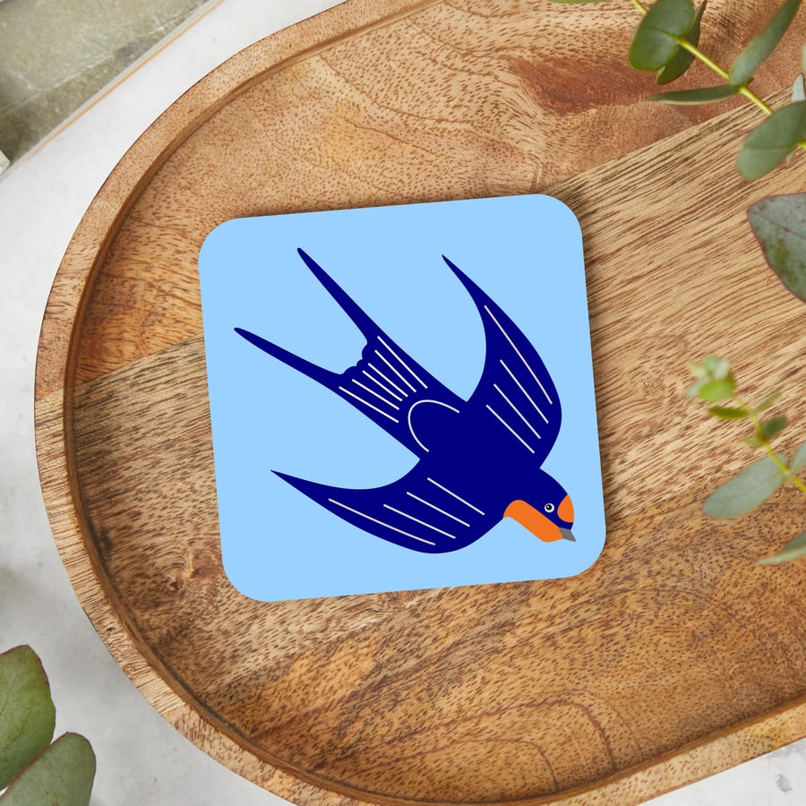 Swallow Coaster, Bird Drinks Mats, Nature Homewares, Bird Themed Tableware