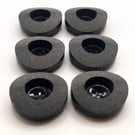 6 Coconut Shell Buttons, Dark Grey, Dish, 23mm Wide, Chunky Rim, Italian Design