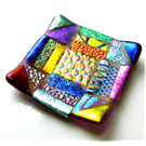 Patchwork Dichroic Treasure Fused Glass Trinket Dish 013 8cm 