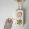 Wooden Bird Hanging with Button Flowers