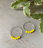 Yellow Beaded Hoop Earrings, sterling silver - Image 3