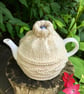 Merino Leaf Design Tea Cosy, Hand Knitted Cream Tea Cozy - Image 3