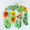 Fused glass hanging elephant decoration - with murrini   glass 