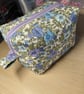Quilted Blue Floral Boxy Pouch with lining and Lilac Zip - Image 5